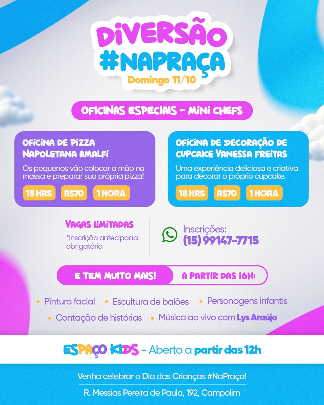 3ª Oficina de Pizza Especial Crianças