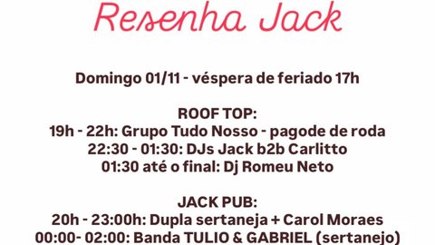 Resenha Jack - Domingo véspera de feriado