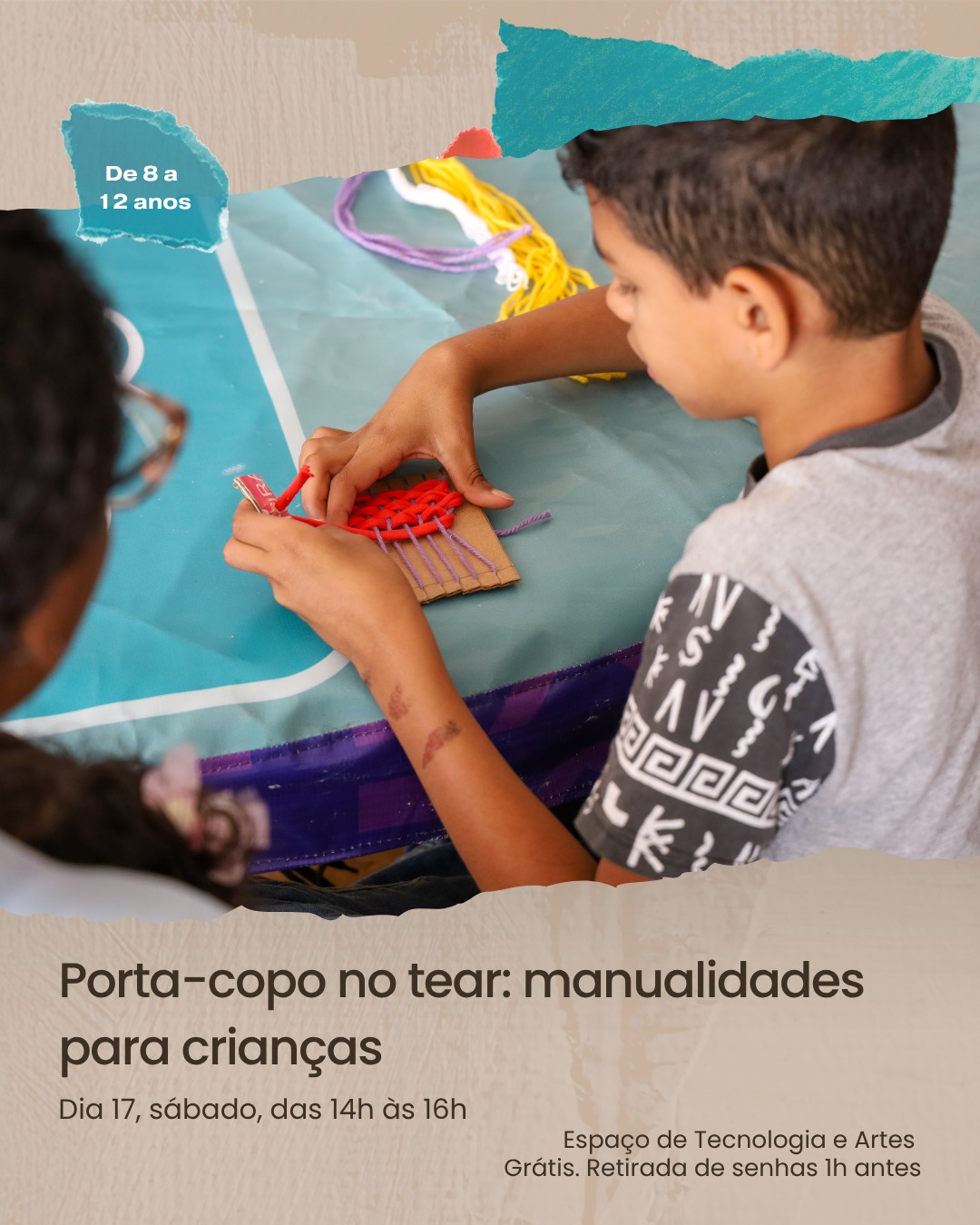 Porta-copo no tear: manualidades para crianças