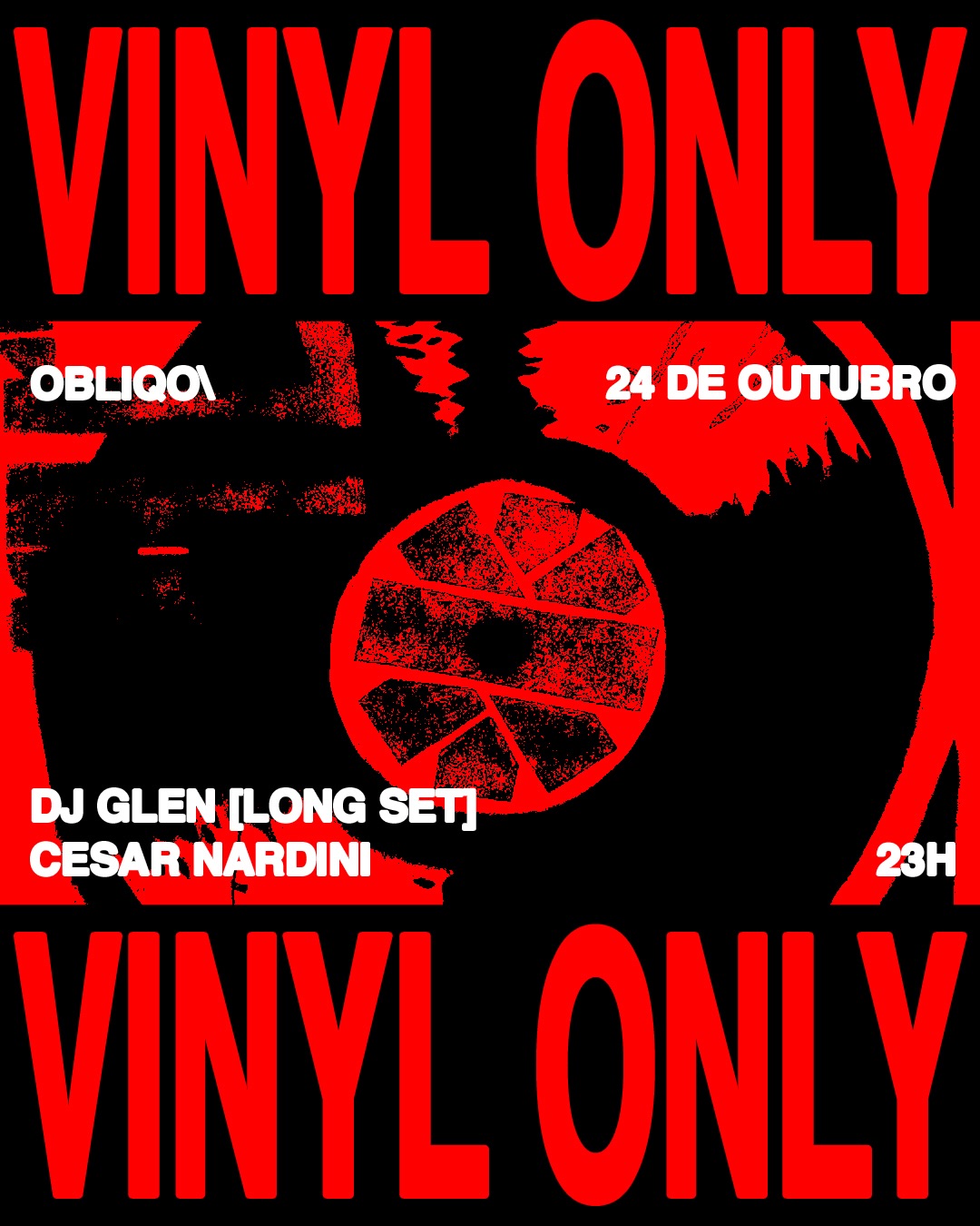 OBLIQO apresenta Vinyl Only com DJ Glen e Cesar Nardini