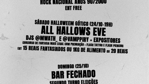 SÁBADO HALLOWEEM GÓTICO - ALL HALLOWS EVE