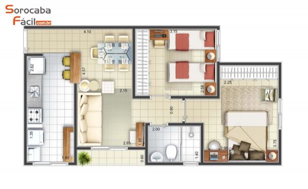 Apartamento em Jd. Betânia, Sorocaba - Excelente Apartamento  - cód. 1628 - Foto 3